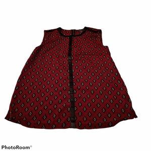 Vince Camuto Patterned Maroon XS Sleeveless Top